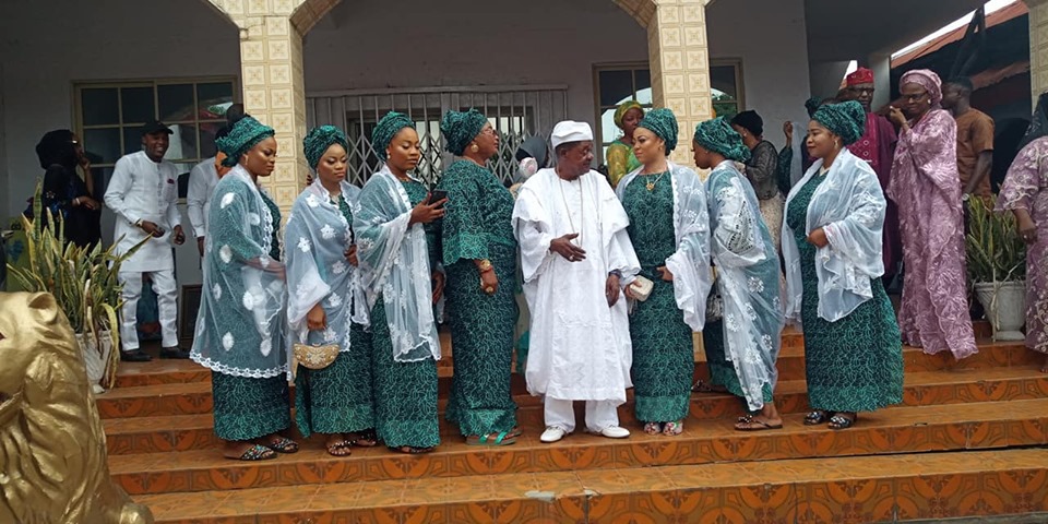 Alaafin of Oyo Pictured With His Wives 1