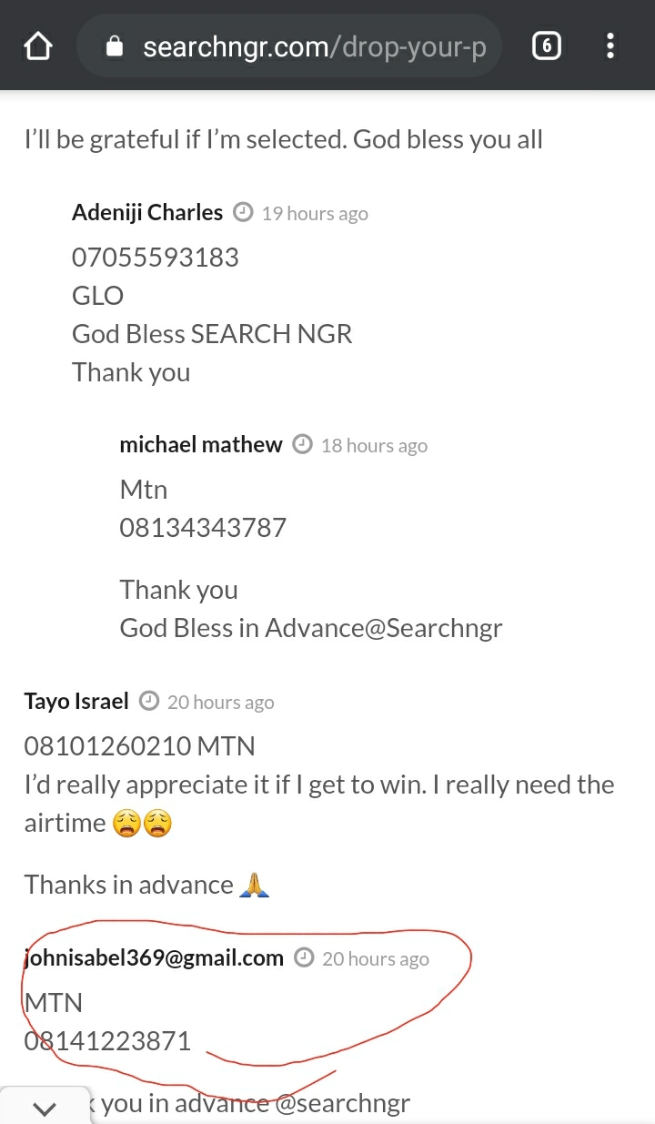 Friday Winners have been selected for FREE Airtime (Congratulations) 3