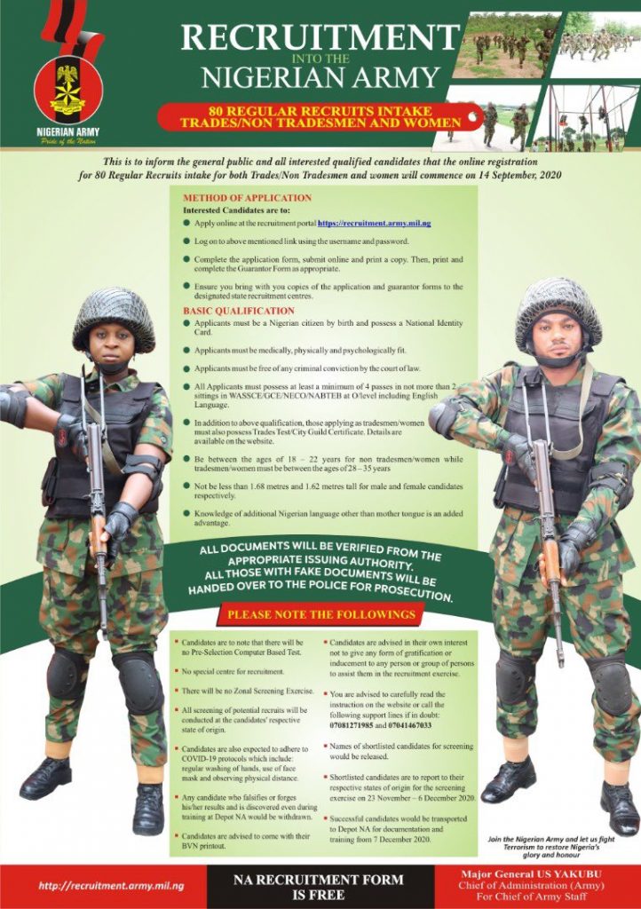 Nigerian Army Recruitment 80RRI 2020 Online Application Form Open - (How to Apply) 1