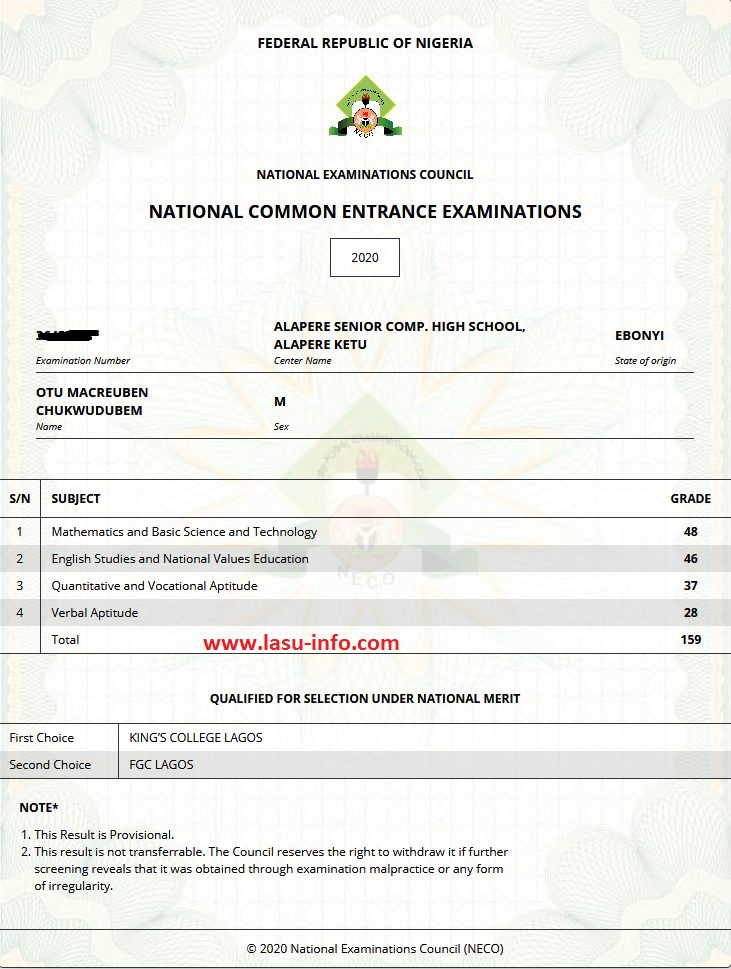 NECO NCEE: Common Entrance Result Checker 2020/2021 (Photo) 5