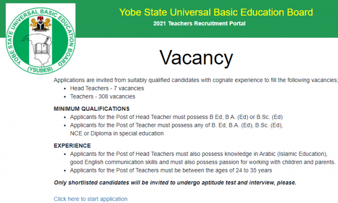 Yobe State Teachers Recruitment 2021 (Ysubeb), Apply at vacancy.ysubeb.com