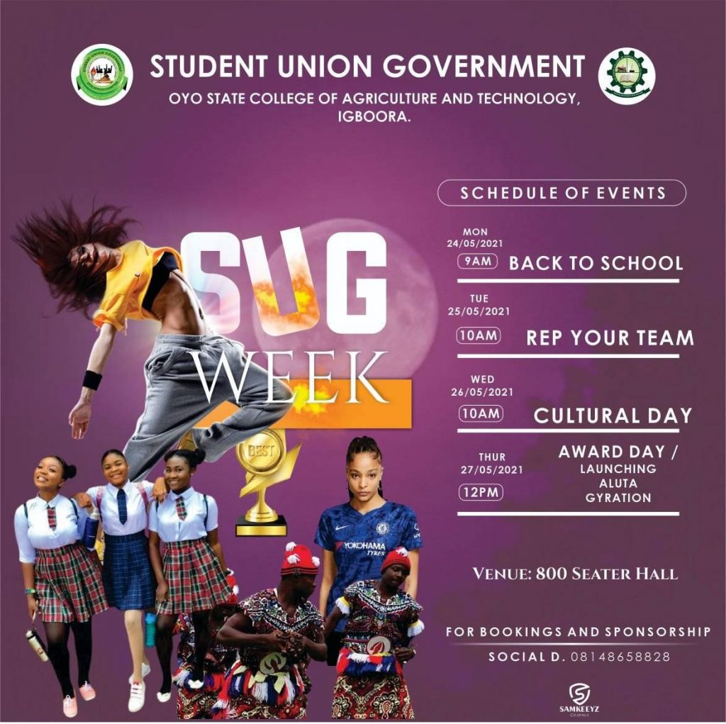 Oyo State College of Agriculture and Technology (OYSCATECH) SUG Week Schedule of Events 2021 2