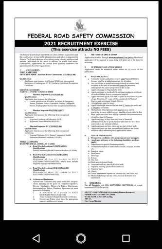 Federal Road Safety Recruitment 2021 Begins (How to Apply) 1