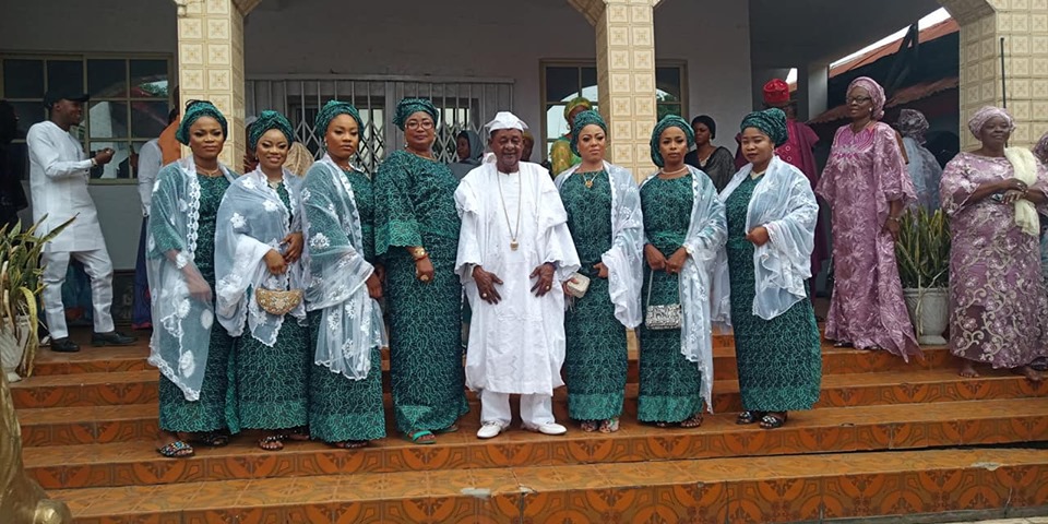 Alaafin of Oyo Pictured With His Wives