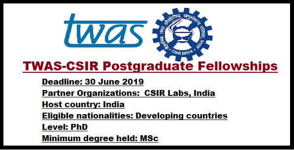 Apply For TWAS-SN Bose Postgraduate Fellowship Programme, 2019/2020 Session 1