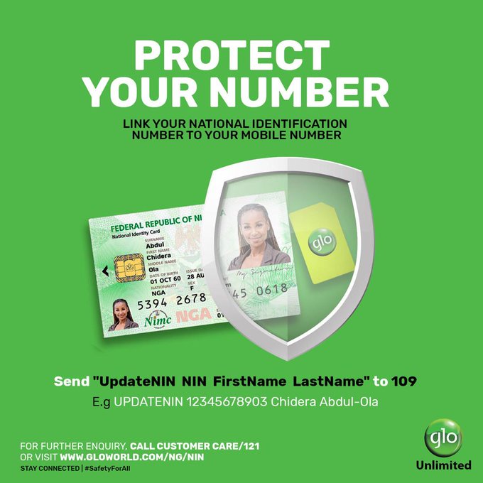 glo nin registration link code