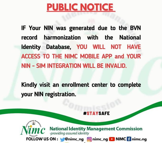 Why you can't use NIN Generated with BVN for SIM Registration and here is what you should do