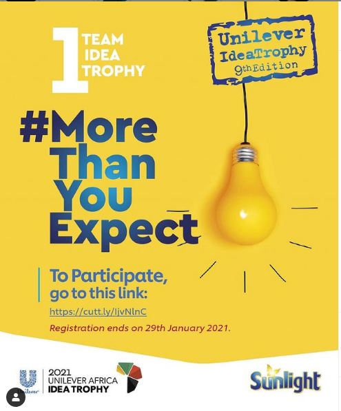 Apply for Unilever Idea Trophy 2021 9th Edition, Powered by Sunlight