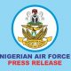 Nigerian Airforce Issues Disclaimer on Fake Airforce Schools Employment Facilitator