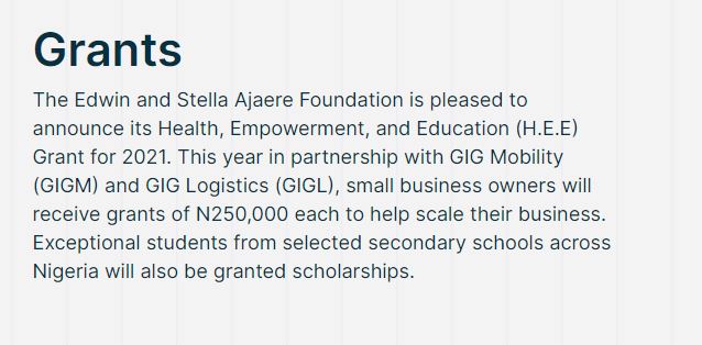 Edwin and Stella Ajaere Foundation Grant for Small Business owners and students (Get up to N250,000)