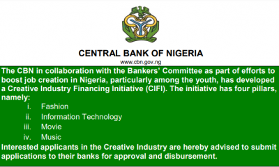 Apply for Ongoing CBN Creative Industry Loan 2021