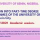 UNIBEN Part-Time Admission Form 2021 Begins- How to Apply