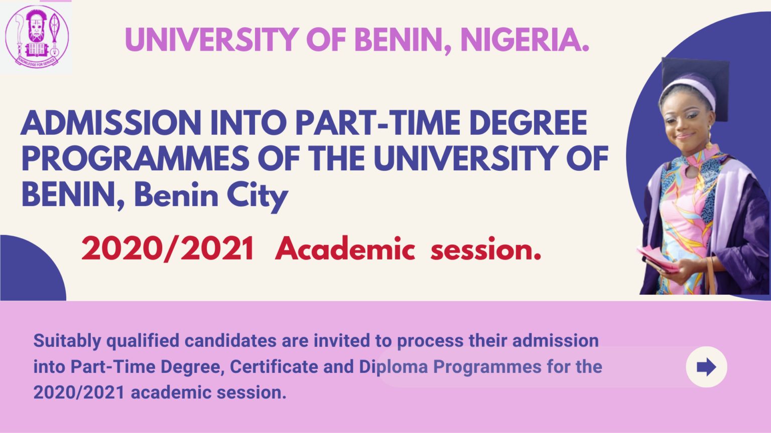 UNIBEN Part-Time Admission Form 2021 Begins- How to Apply