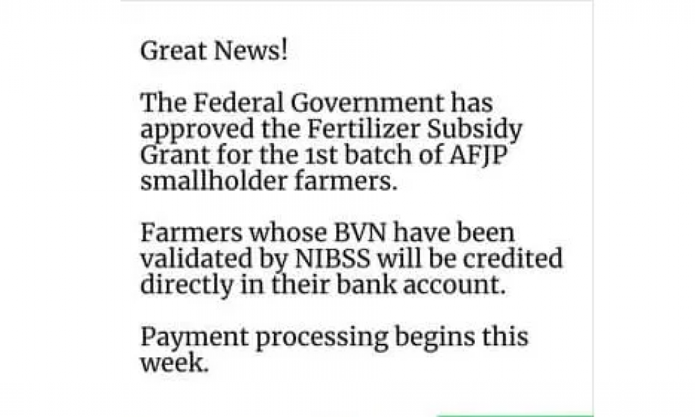 FMARD Approve Fertilizer Subsidy Grant to AFJP Farmers