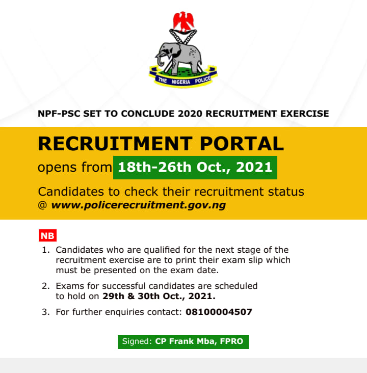 Nigerian Police Force Recruitment 2020: How to Check your Status