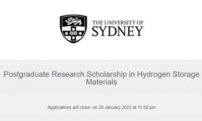 Sydney Postgraduate Research Scholarship 2022 in Hydrogen Storage Materials