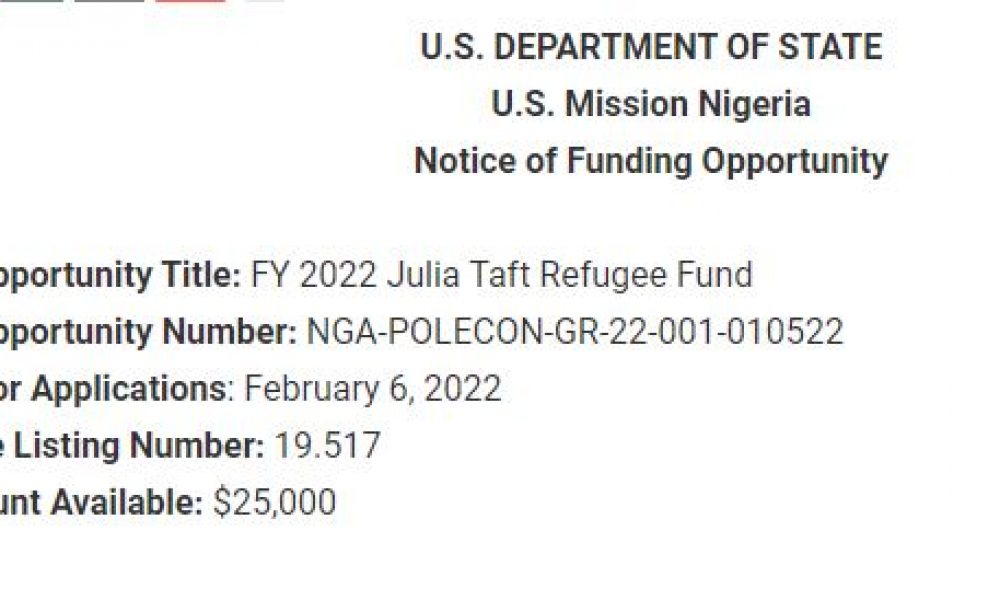 Apply Now for Julia Taft Refugee Fund ($25,000 in Funds)