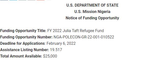 Apply Now for Julia Taft Refugee Fund ($25,000 in Funds)