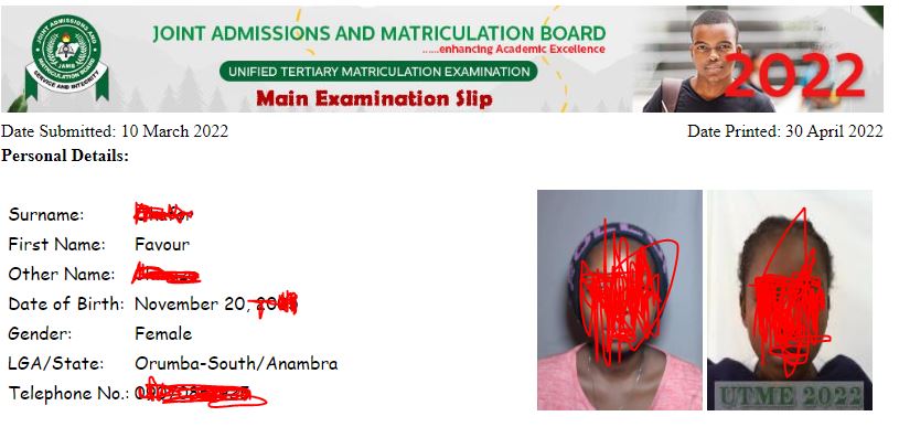 jamb exam slip