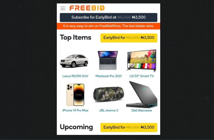 Freebidafrica.com - Win Free Phone and Gadget on FreeBidAfrica