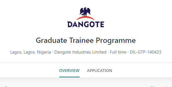 Dangote Graduate Trainee Programme 2023