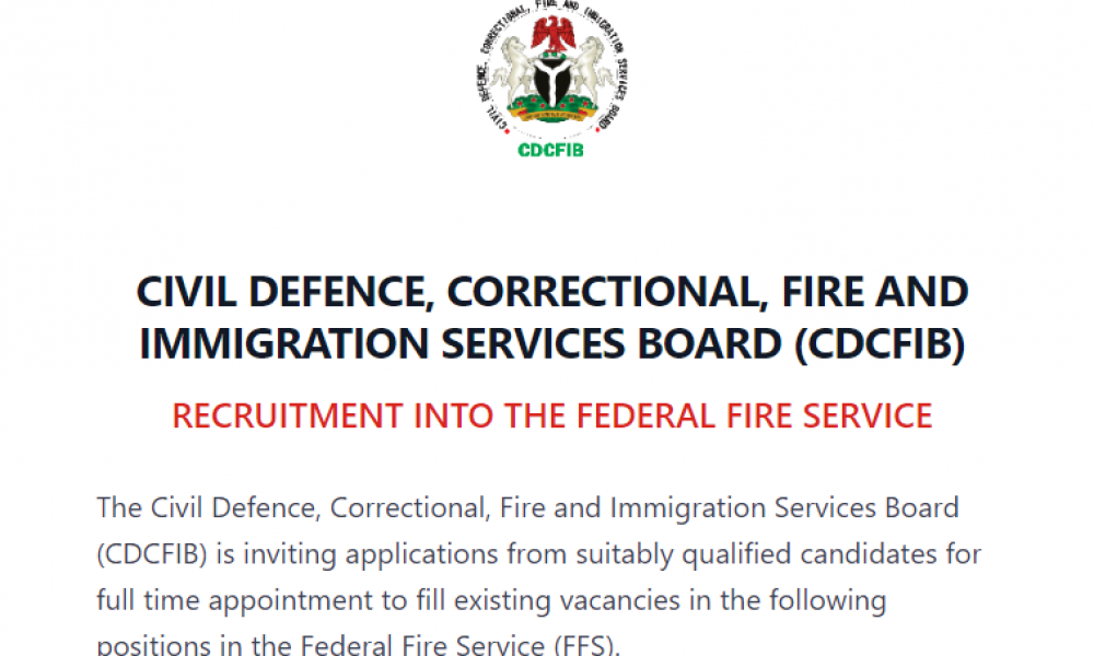 Link to apply for Fire Service Recruitment for SSCE Holders