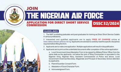 Nigerian Air Force Recruitment DSSC 2024