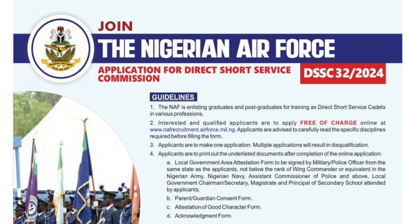 Nigerian Air Force Recruitment DSSC 2024