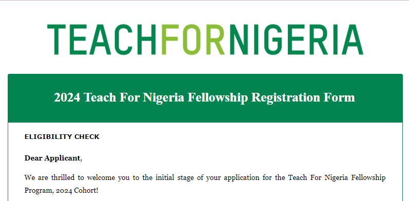 Apply for Teach For Nigeria Fellowship Registration 2024
